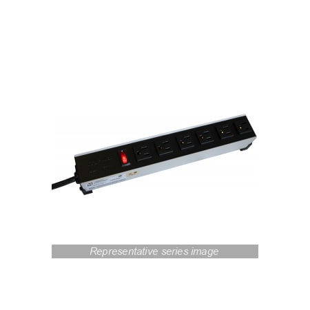 Hammond Power Strip, Heavy Duty, 5-15R, 5-15P, 15 ft., Black 1584T6B1